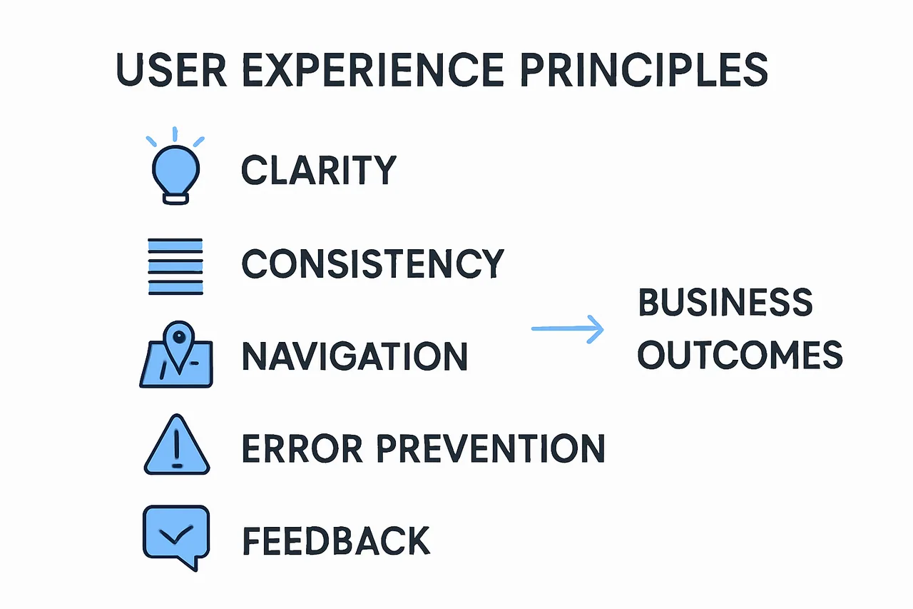 Infographic showing key principles of user experience design