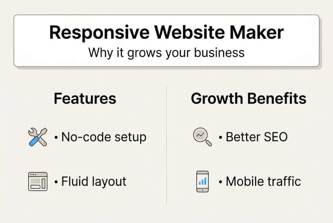 Infographic showing website maker benefits