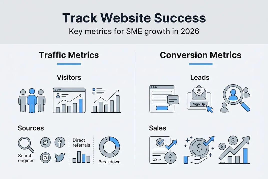 Infographic of SME website success metrics
