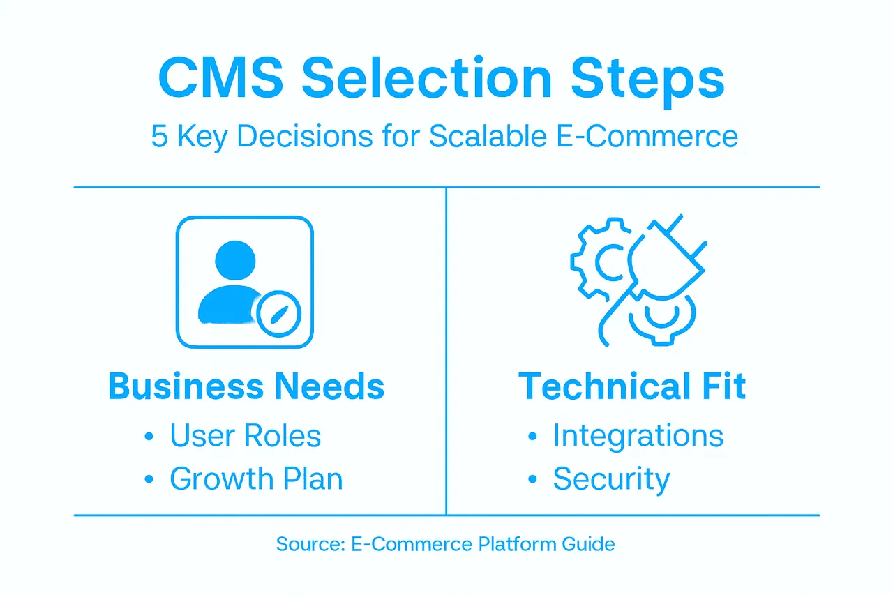 Infographic with cms selection steps key points