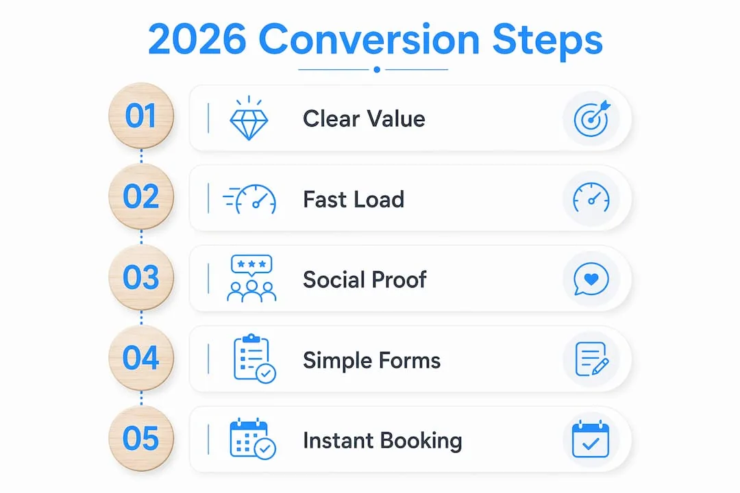 Infographic outlining 2026 B2B SaaS conversion steps