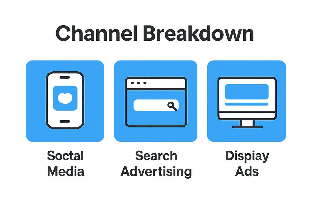 Infographic showing three main digital ad channels
