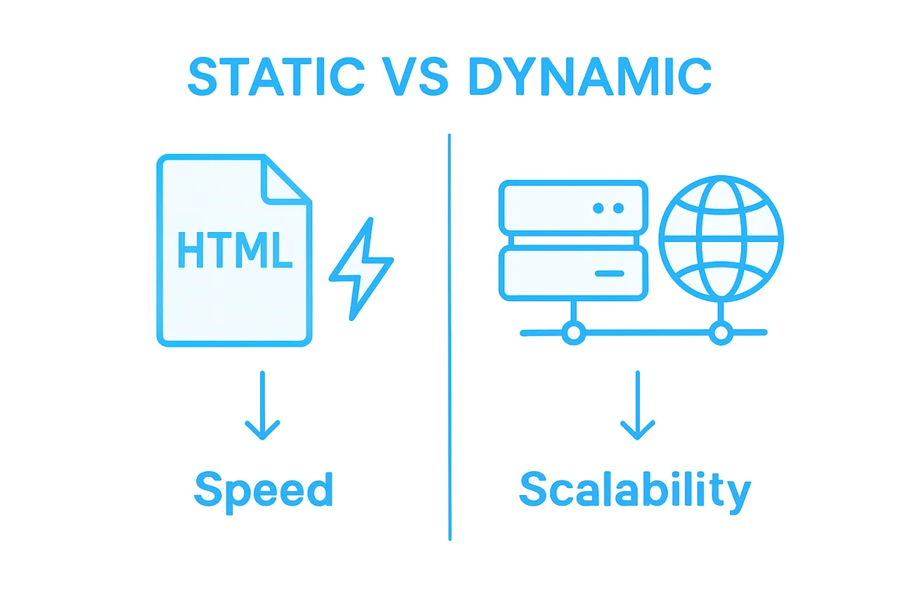 Comparison infographic static vs dynamic websites