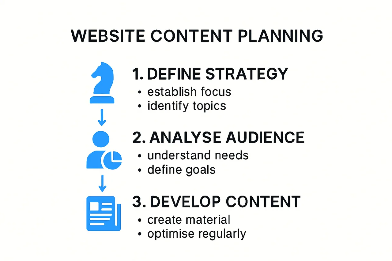 Infographic showing steps of website content planning