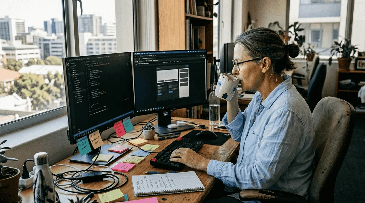 Developer tests CSS grid layout workspace