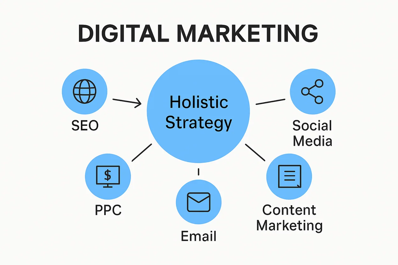 Overview of key digital marketing channels and their roles