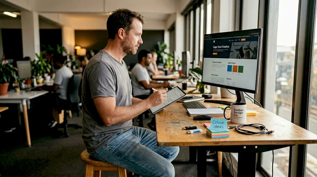 Web designer checking responsive website layout