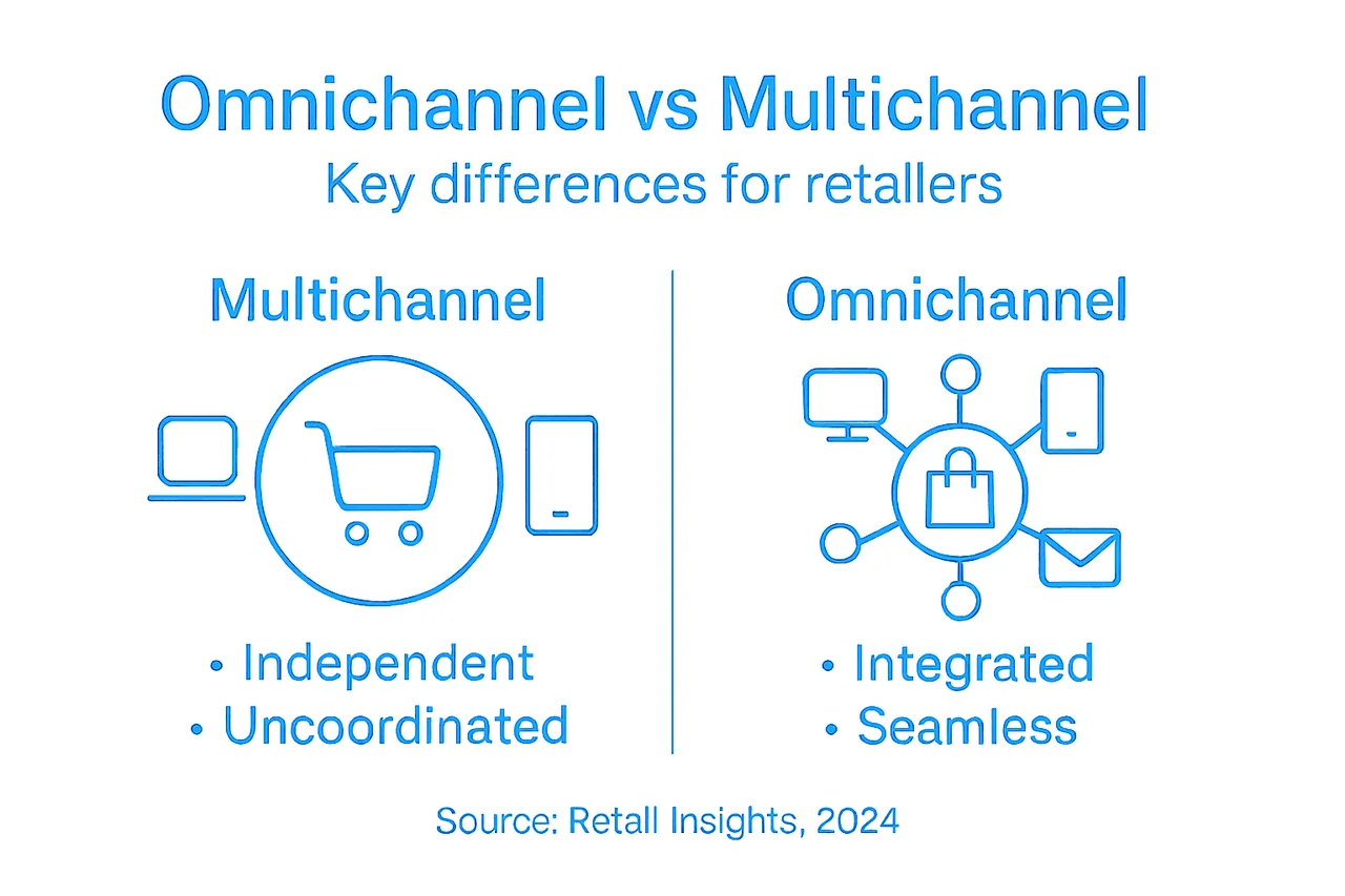 Infographic comparing omnichannel and multichannel approaches