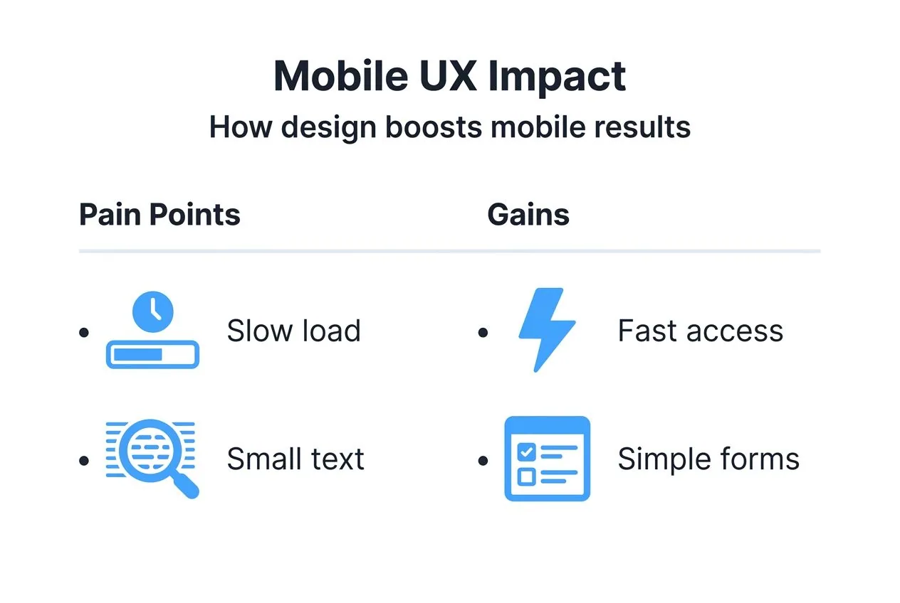 Infographic showing mobile UX benefits and pain points