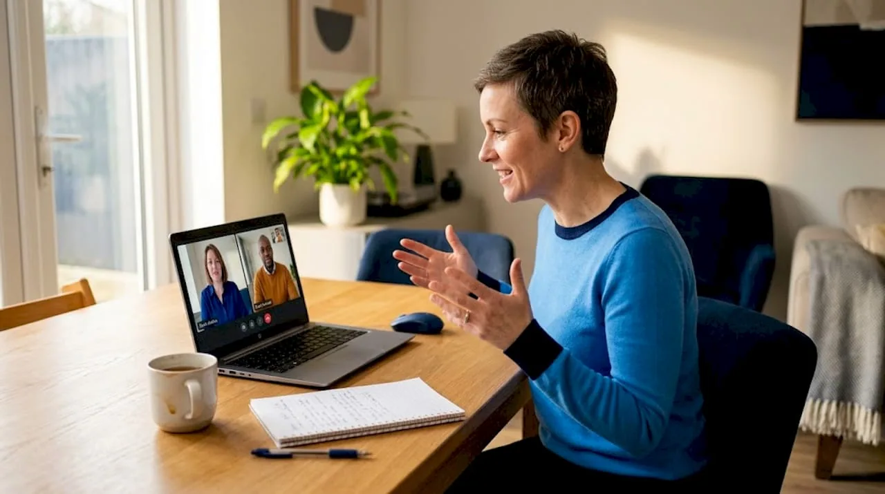 Client and agency video meeting at home office