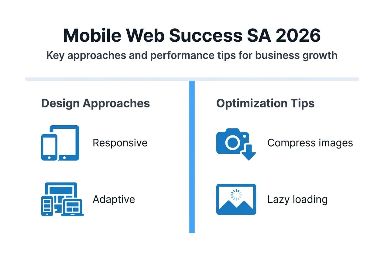 Infographic comparing mobile design strategies and tips