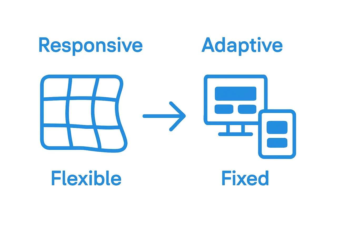 Responsive vs adaptive design simple comparison diagram