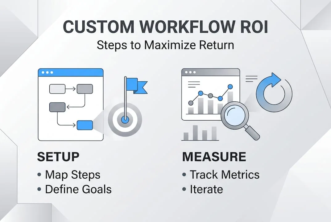 Infographic showing custom workflow ROI steps