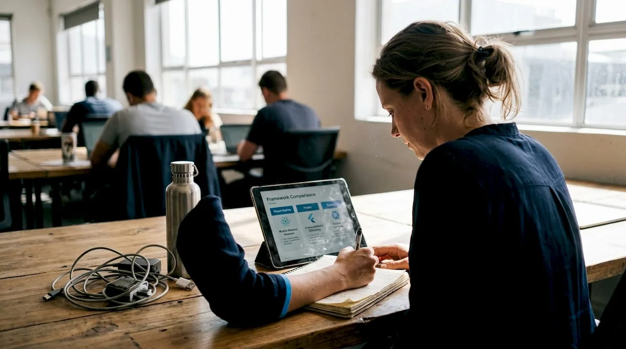Business analyst comparing app frameworks