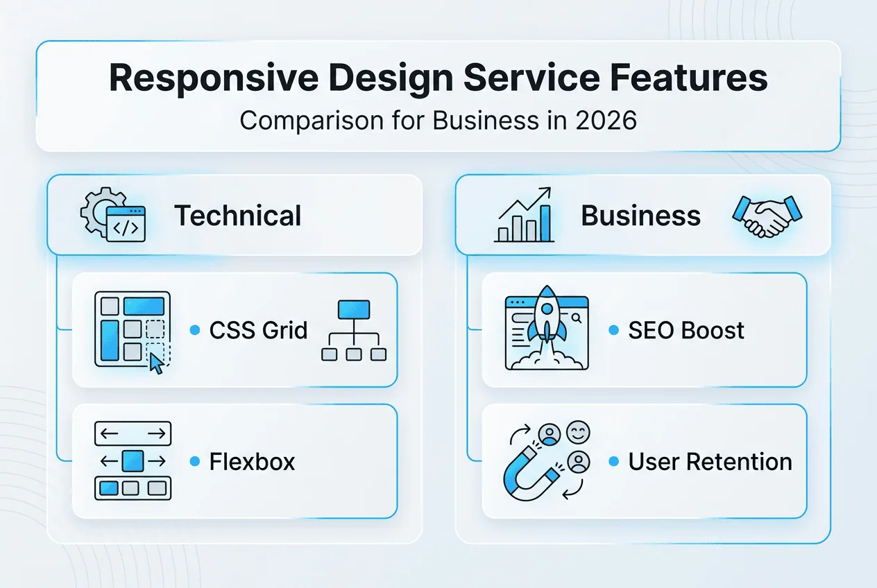 Infographic comparing responsive web features