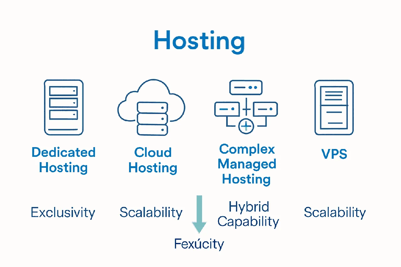 Infographic comparing managed hosting types and benefits
