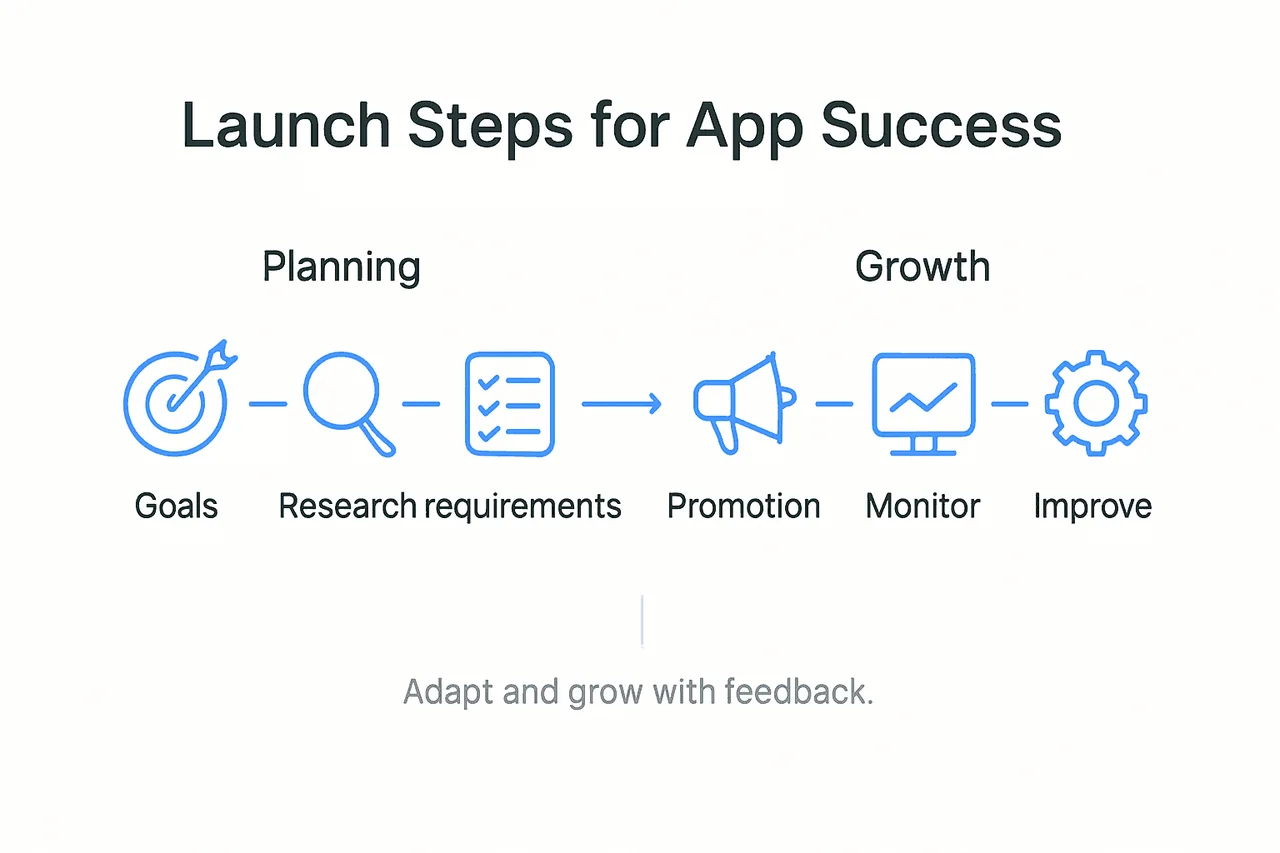 Infographic showing app launch key stages