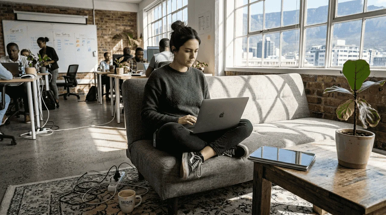 Young woman reviewing app performance metrics on tablet