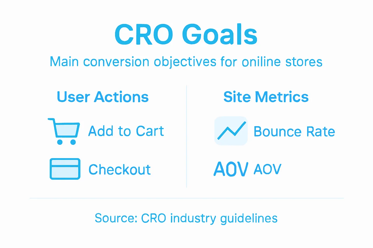 Infographic of ecommerce CRO goals and actions