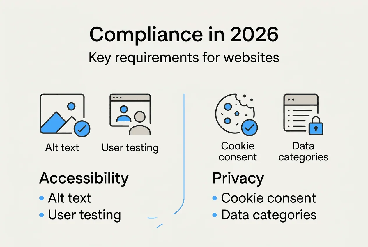 Infographic summarizing website compliance areas