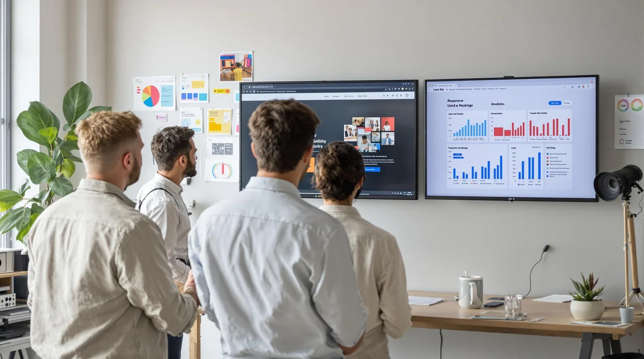 Designer and developer reviewing personalized web interface