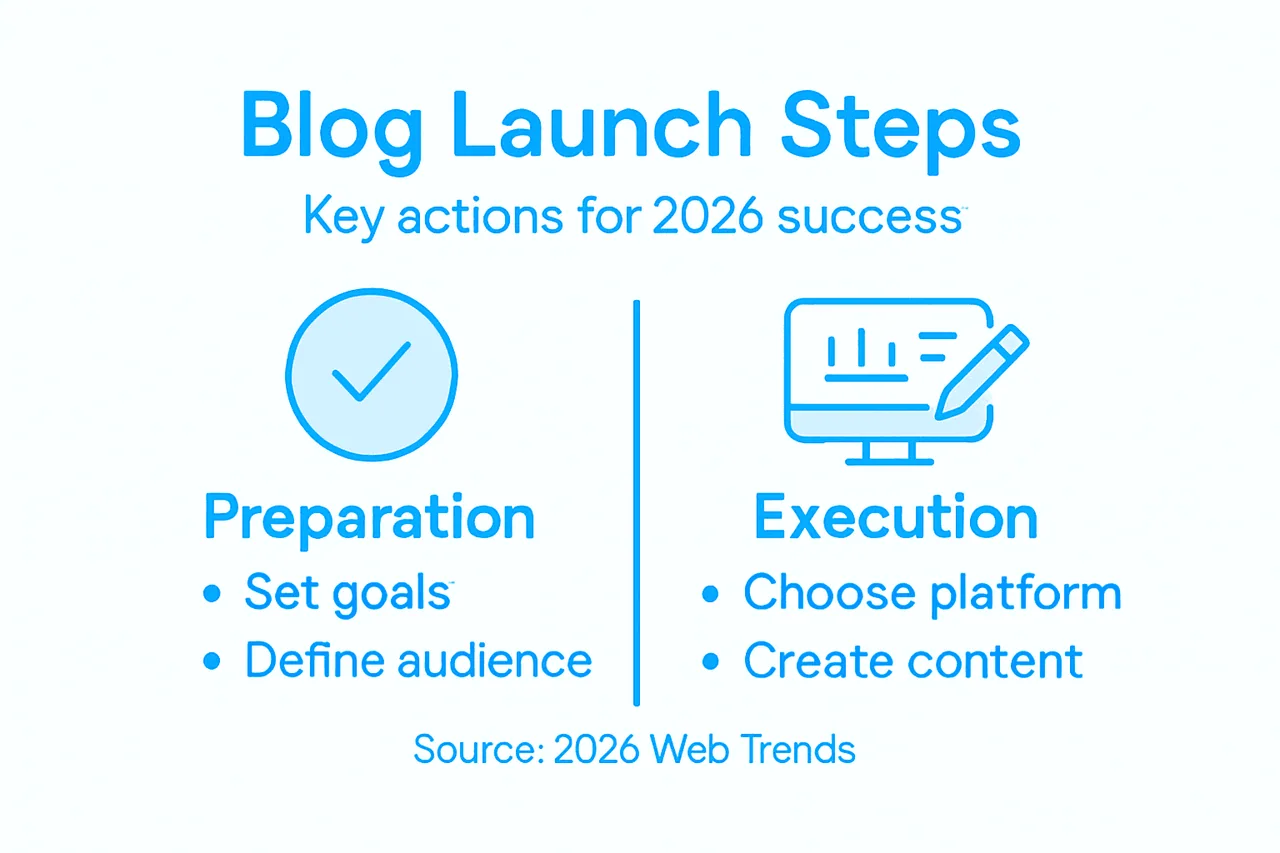 Infographic outlining blog startup steps