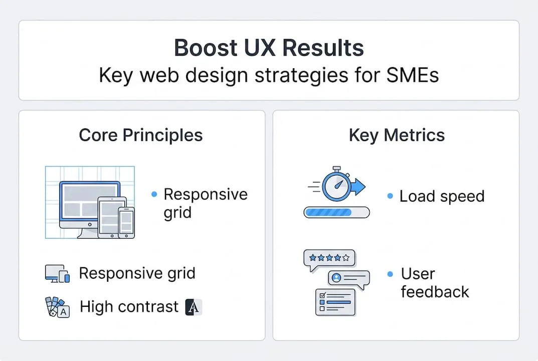 Infographic of SME UX strategies and metrics