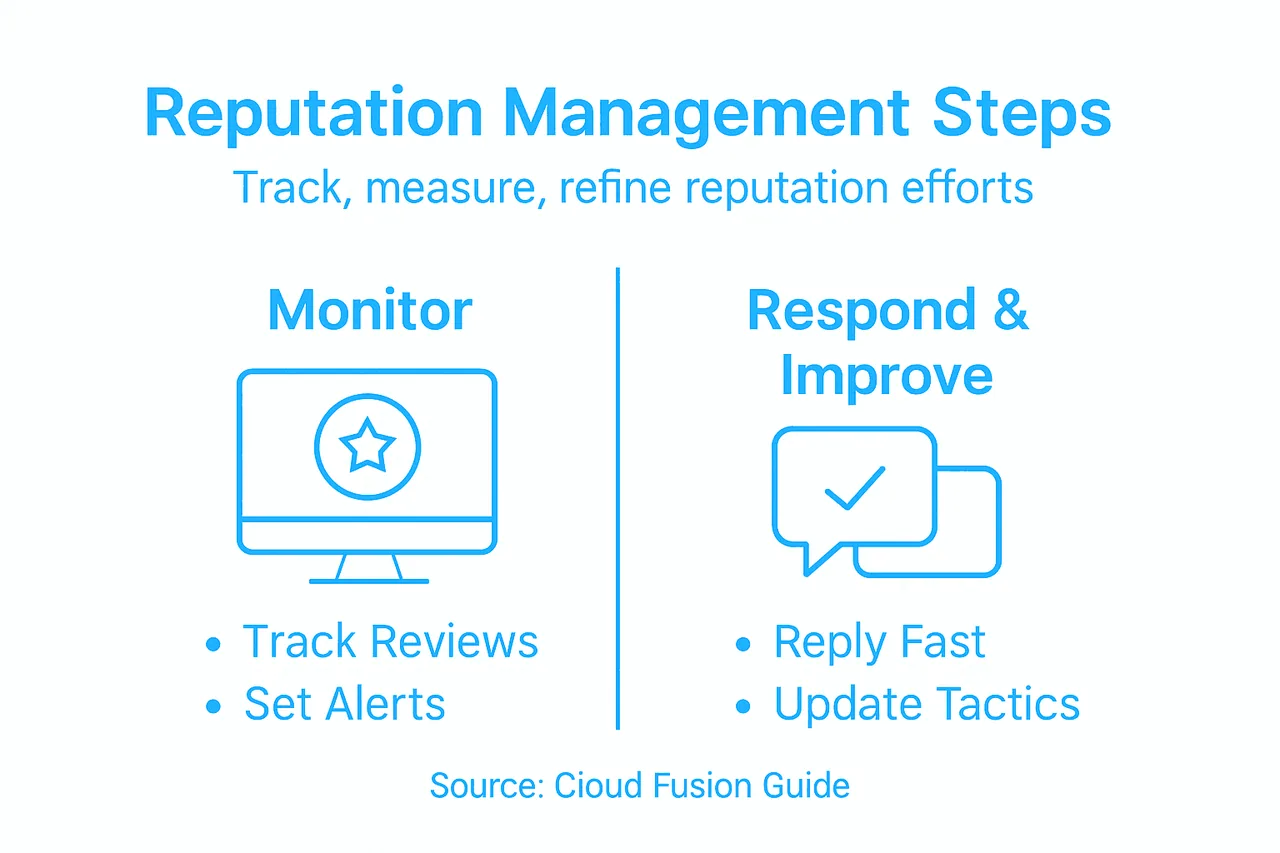 Infographic showing reputation management steps