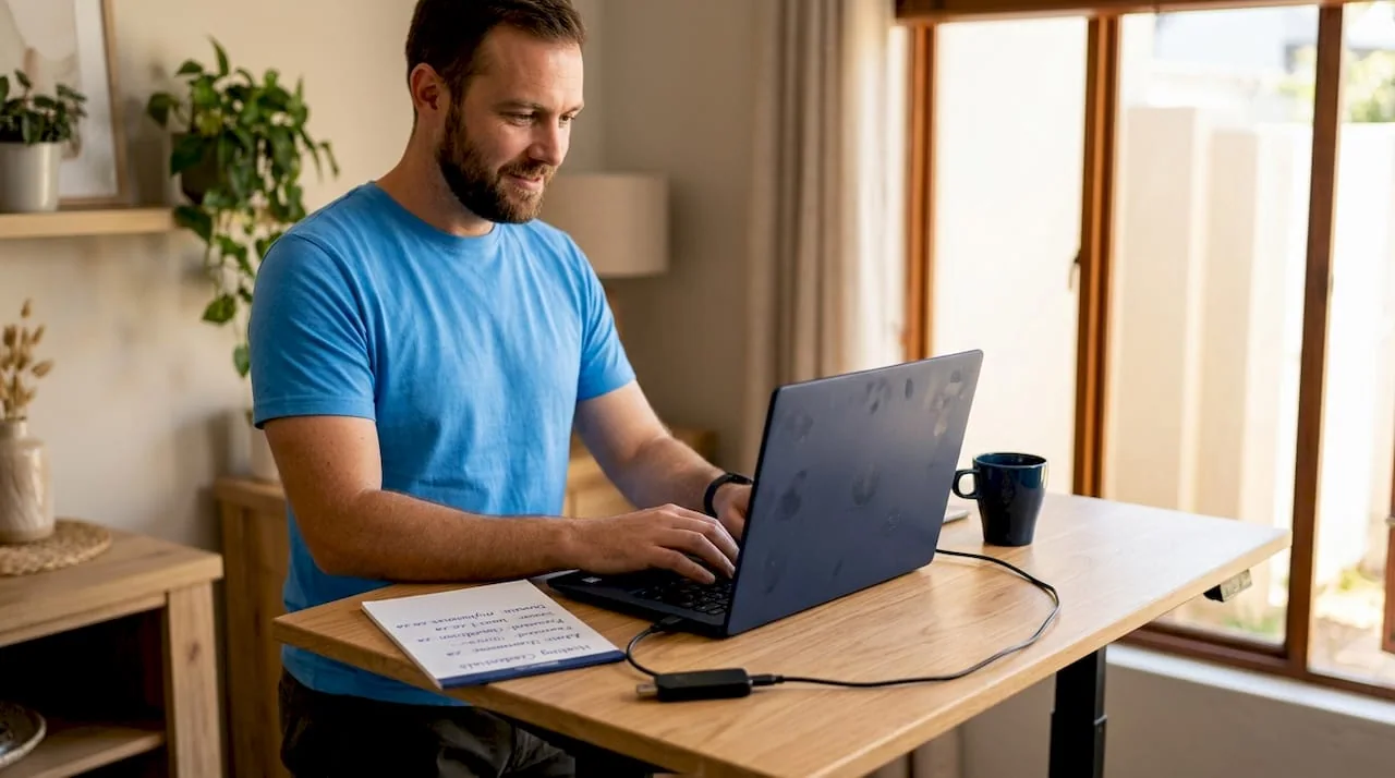 IT manager sets up business hosting account