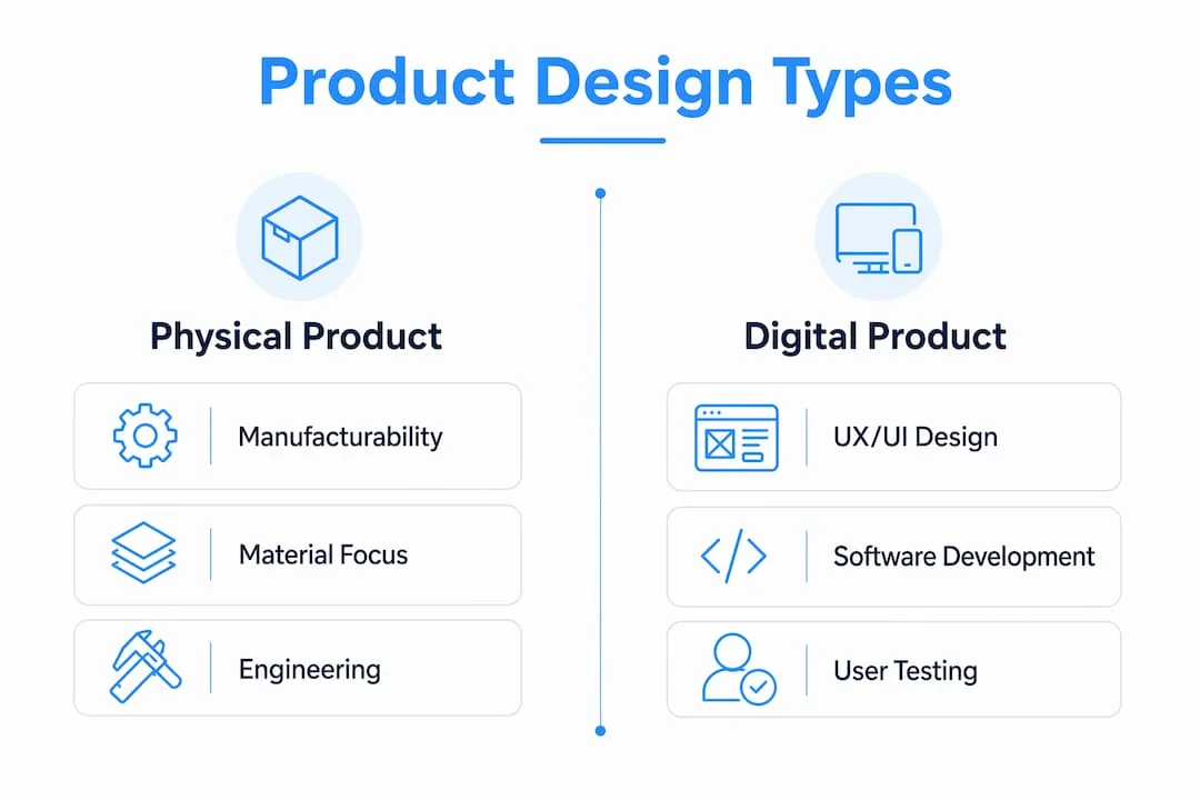 Infographic comparing physical and digital product design
