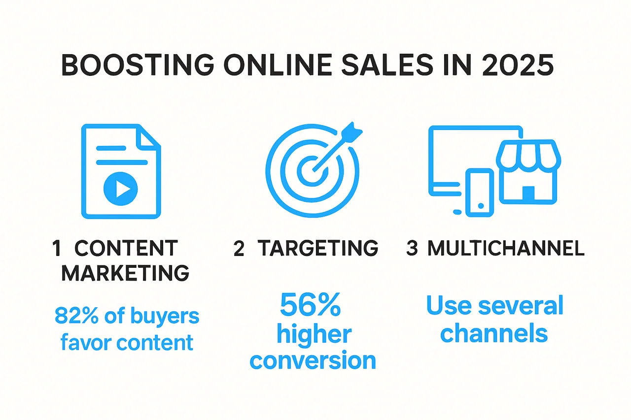Infographic of top digital marketing strategies for boosting online sales in 2025