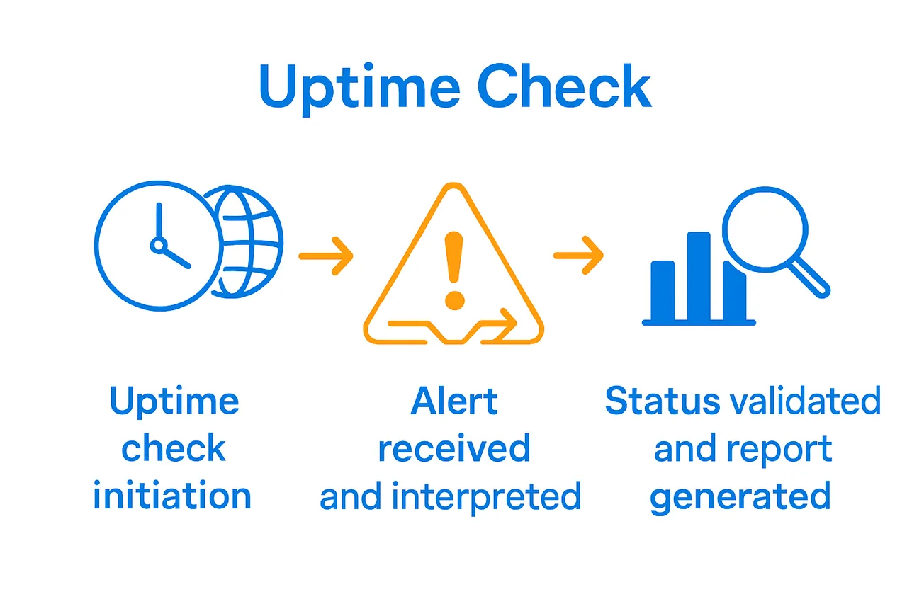 Website uptime monitoring process infographic