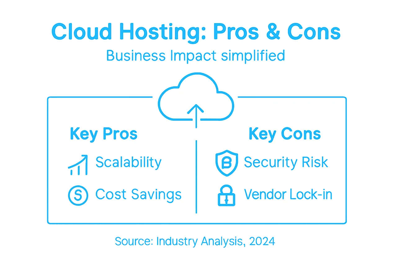 Infographic showing cloud hosting pros and cons