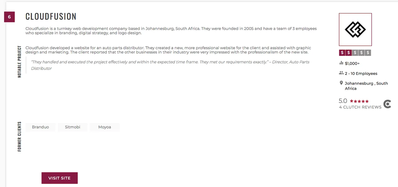 Cloudfusion's Manifest Profile Screenshot