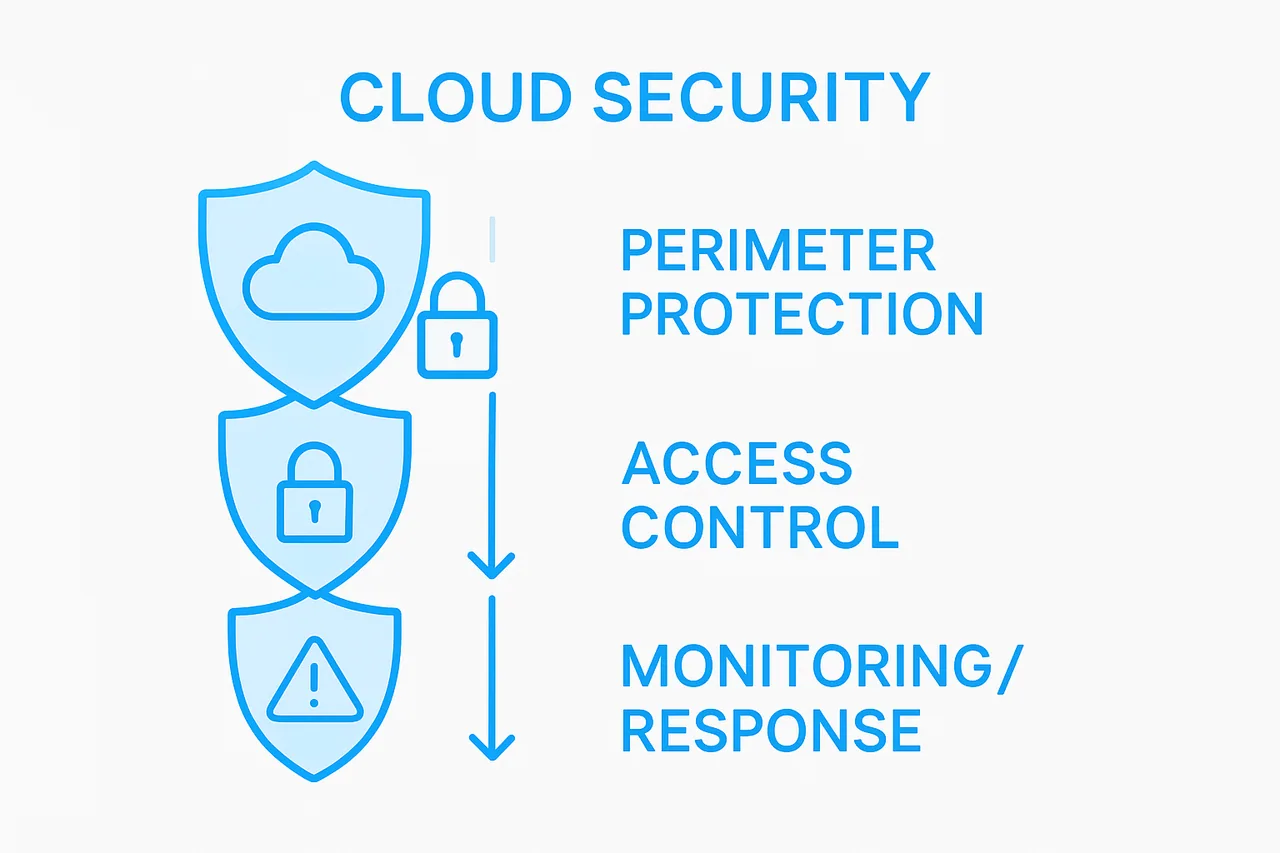Cloud security layered protection infographic