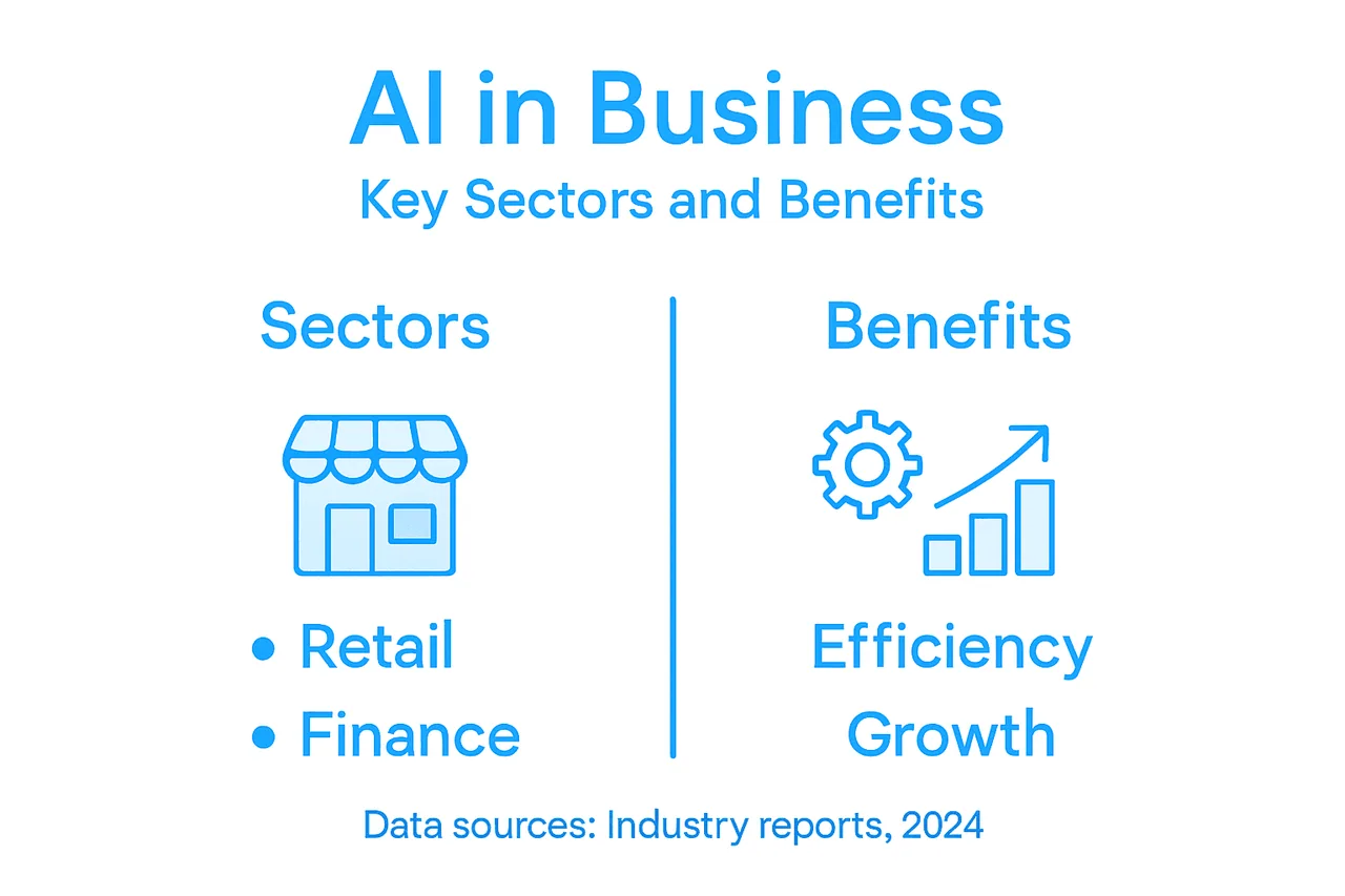 Infographic showing AI business sectors and benefits