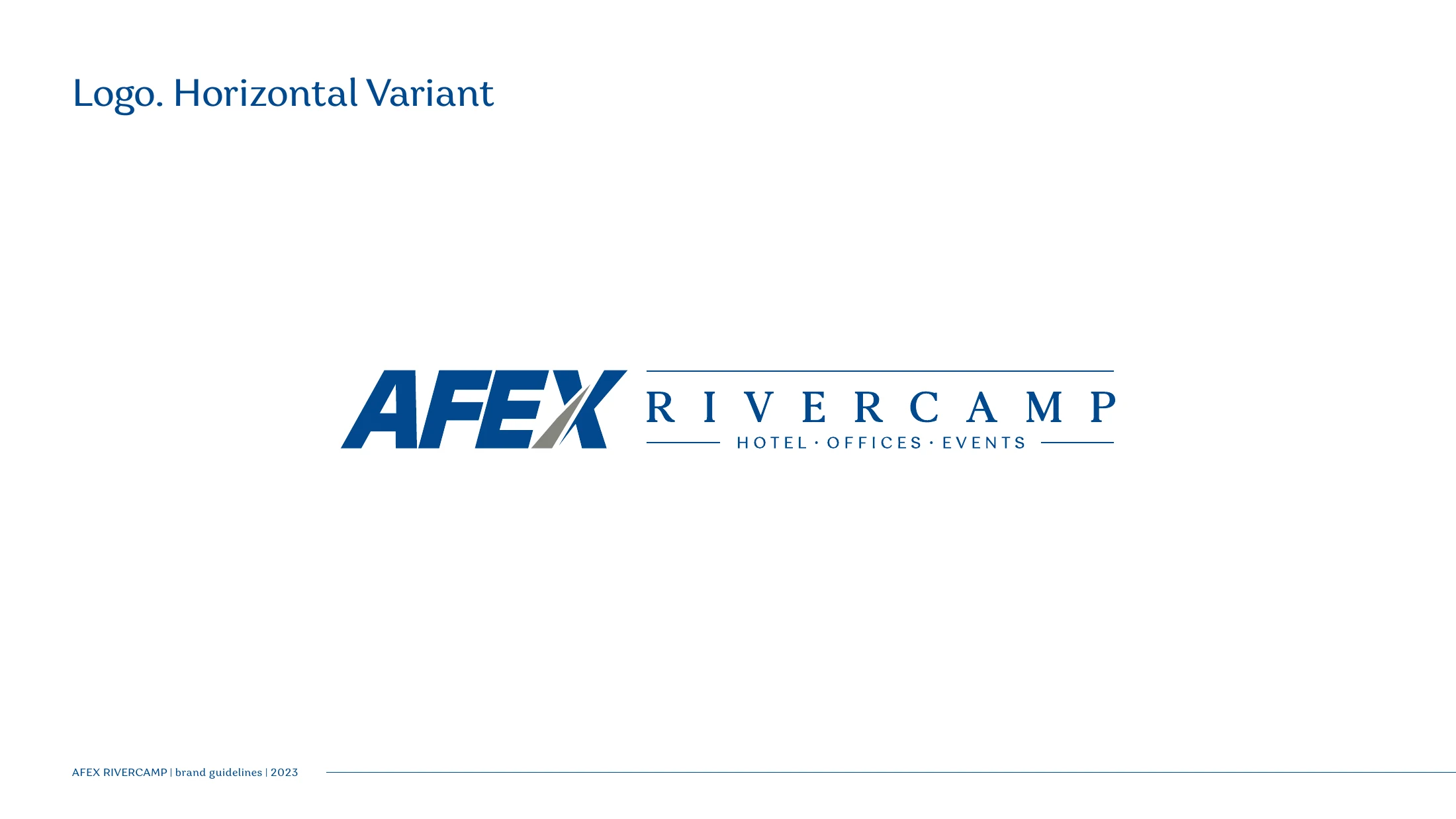 Original 2023 AFEX Rivercamp brand guidelines showing the horizontal logo