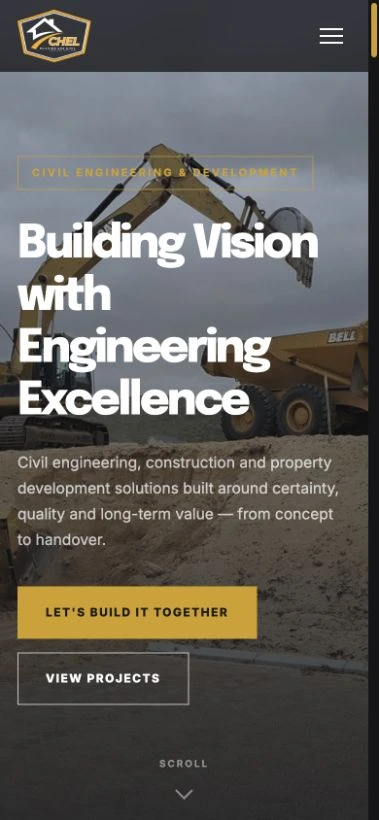 Responsive CHEL homepage on mobile