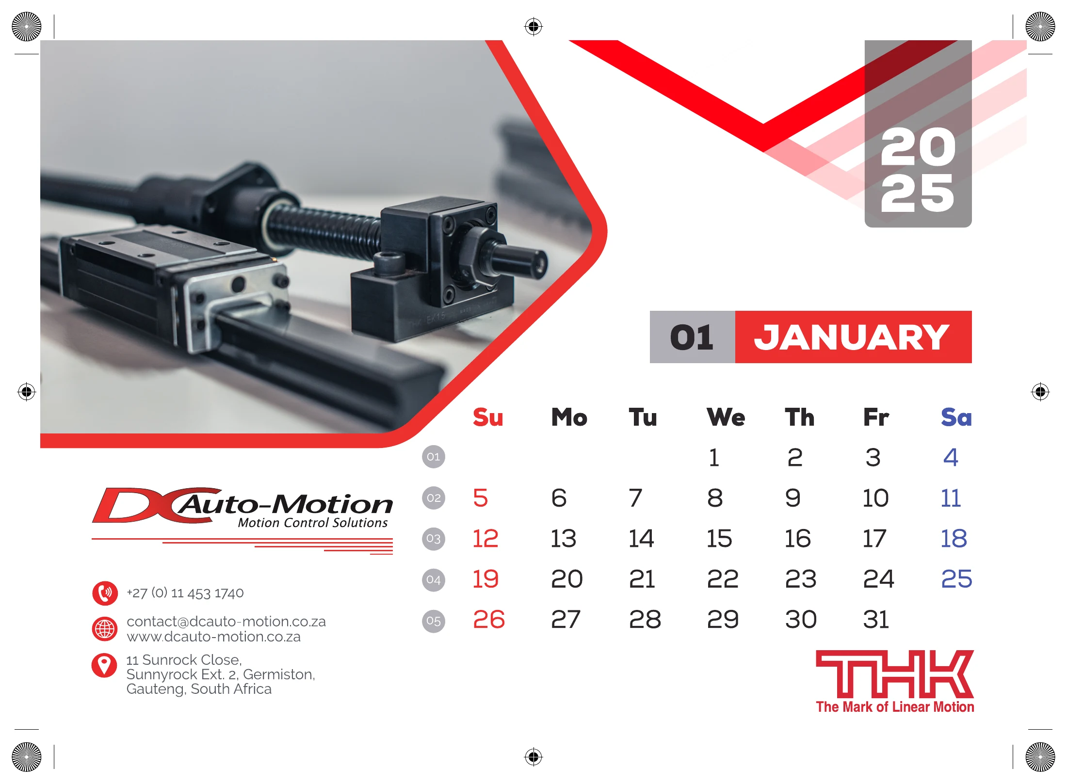 Original January page from the DC Auto-Motion 2025 flip calendar design
