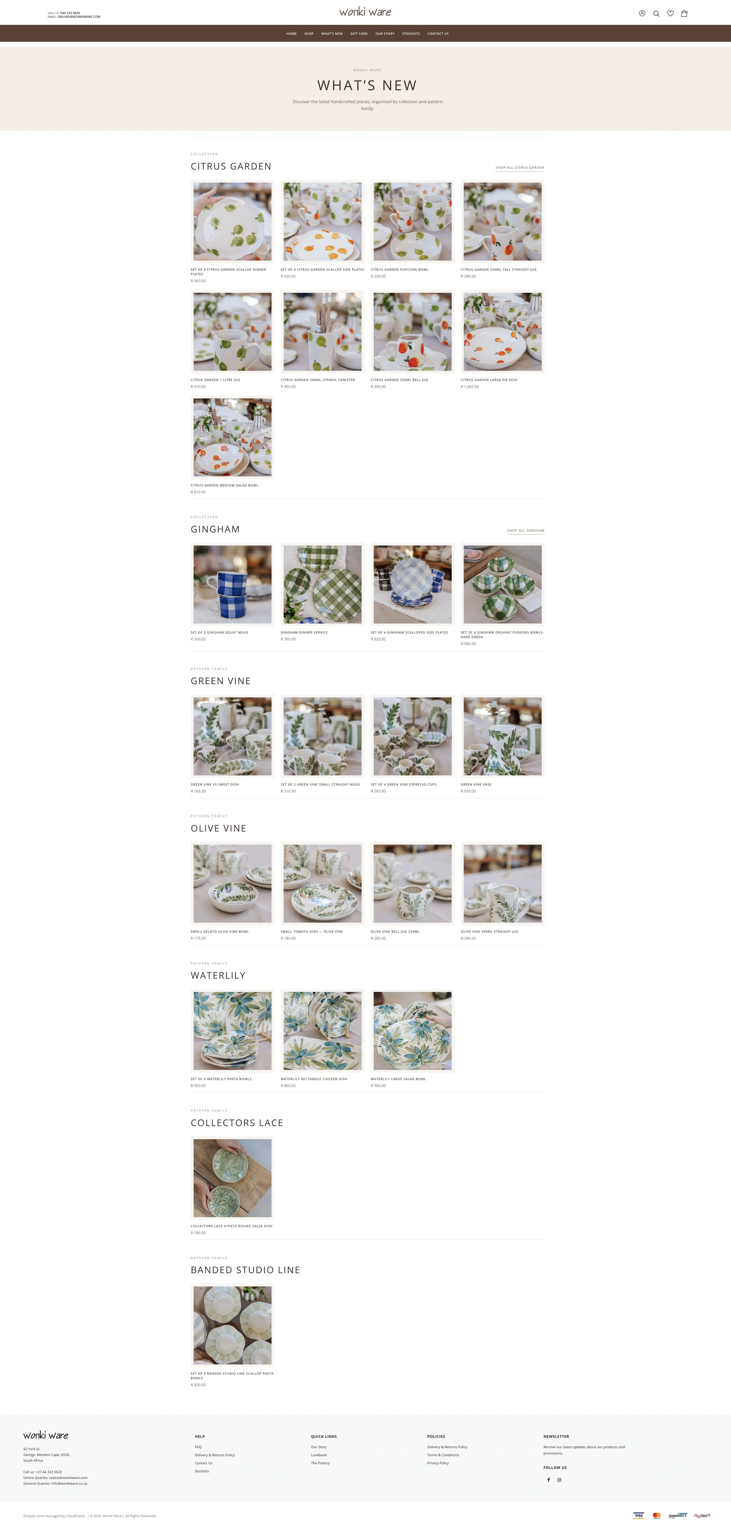 Actual Wonki Ware collection presentation interface